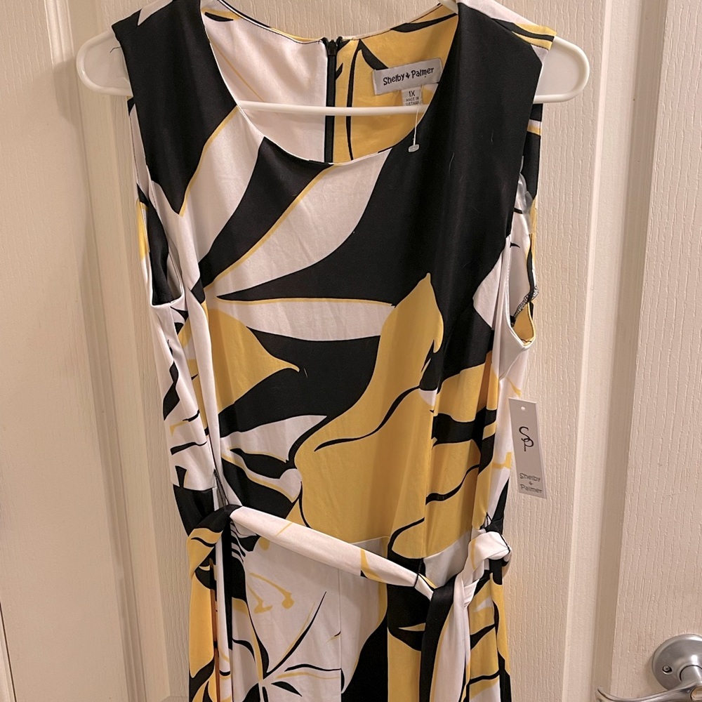 Yellow and Black Fit and Flare Dress